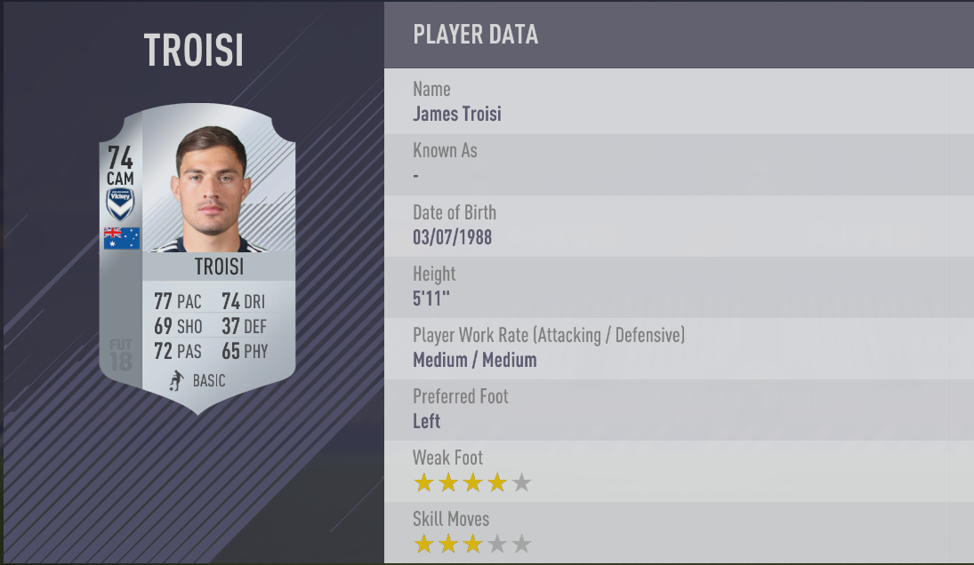James Troisi - FIFA 18